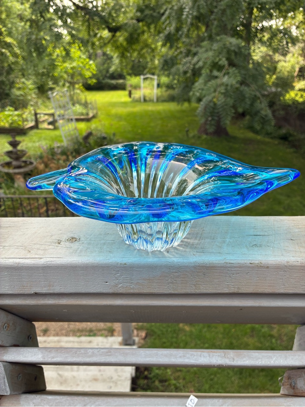 Blue Art Glass Decorative Bowl